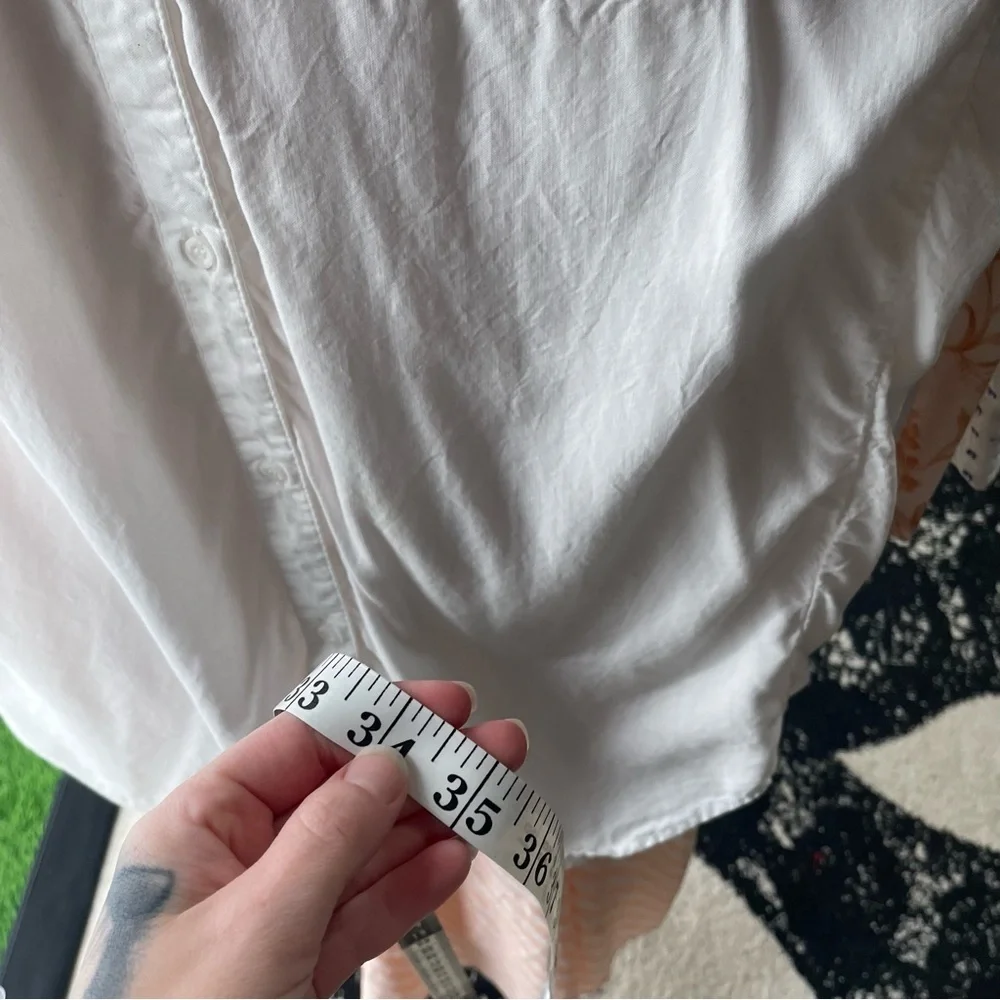 Anthropologie Cloth & Stone Short Sleeve White Button Down Pocket Shirt Dress
